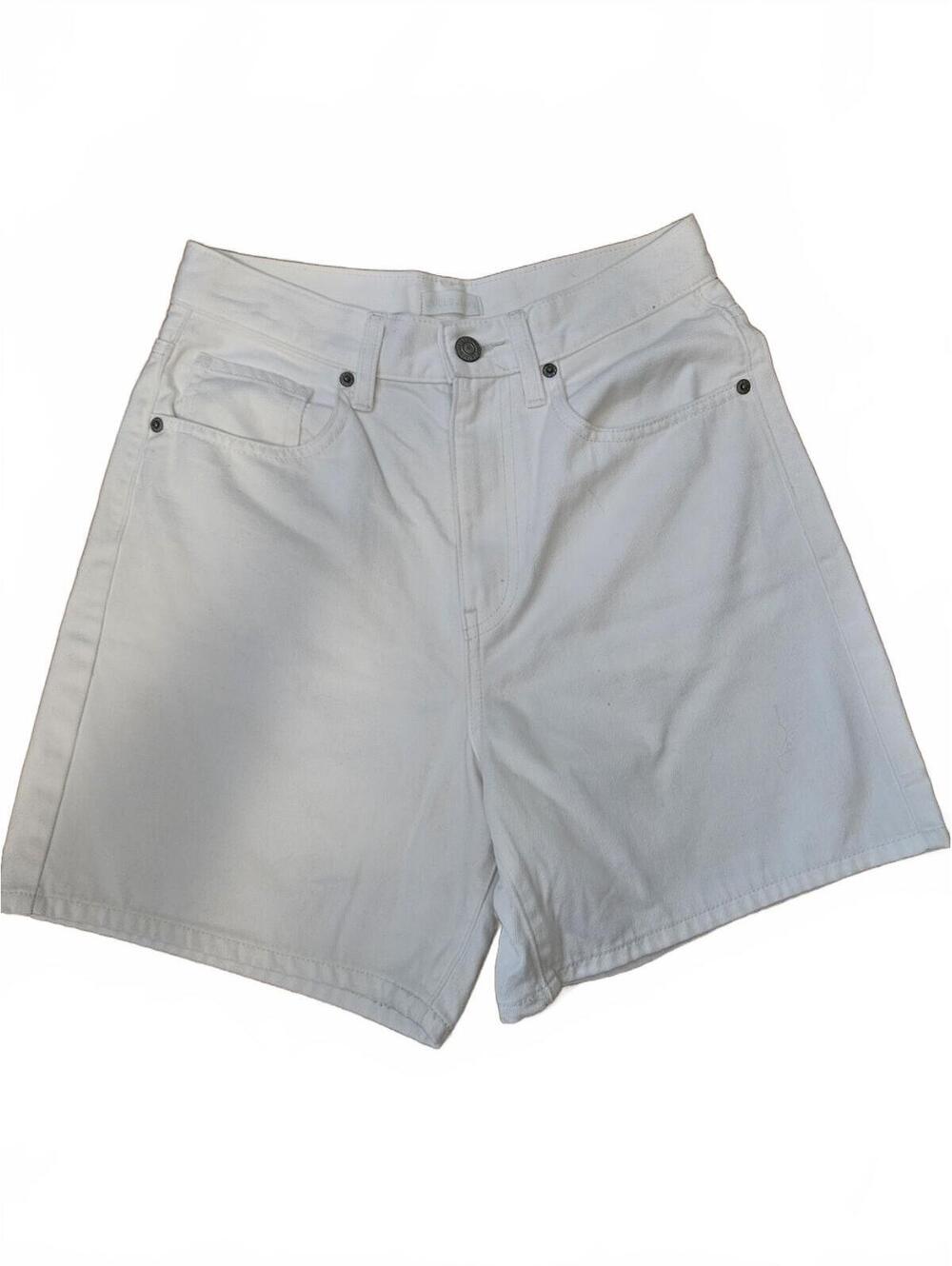 UNIQLO Women's JW Anderson White Denim Shorts Size 25 6 Inch Inseam Japan Made